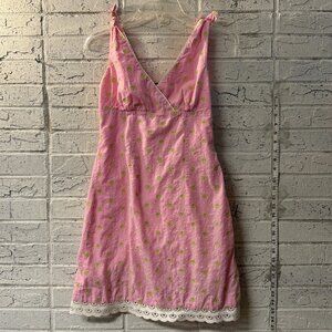 Lily Pulitzer Pink Eyelet Mini Dress Size 0 Lace Trim Cottagecore Project